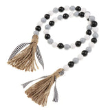 HULIANFU Natural Wood Bead Garland With Jute Rustic Wall Hanging Tassels String Handmade Garland Farmhouse Ornament DIY Home Decoration