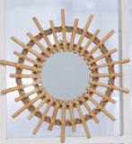 HULIANFU Rattan Innovative Art Decor Round Makeup Mirror Dressing Bathroom Wall Hanging Mirror Nordic Wall Hanging Makeup Mirror