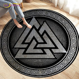 HULIANFU Viking Valknut Yggdrasil Tree of Life Area Rug Round Carpets Rugs for Living Room Bedroom Foot Pad Decoration,Non-slip Floor Mat