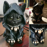 HULIANFU Resin Figure Wizard Figurines Black Magic Cat Ornaments Table Art Original Gifts Cute Miniatures Modern Room Decoration