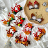 HULIANFU 2023 Christmas Antler Hair Clips Deer Ear Hairpins Festival Christmas Headbands Pine Cones Hair Ball Adult Headwear Hair Accessories