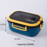 HULIANFU Lunch Box 2 Layers Grids Student Office Worker Microwave Hermetic Bento Box Outdoor Picnic Fruit Food Container with Fork Spoon