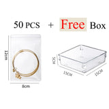 HULIANFU New Anti-oxidation Jewelry Storage Bag Desktop Drawer Organizer Transparent Necklace Bracelet Ring Holder Ziplock Bag Storage