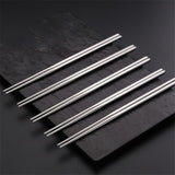 HULIANFU Stainless Steel Chopsticks Set Chinese Metal Non-slip Steel Chopstick Kit Portable Reusable Food Sushi Sticks Home Kitchen Tools