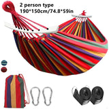 HULIANFU Outdoor Hammock Portable Garden Hammock Sports Home Travel Camping Swing Canvas Stripe Hang Bed Hammock Double Single People
