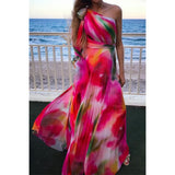 hulianfu Long Dress Women Y2k Party Dresses High Waist Tie Dye Print Elegant Prom Dress Sexy Work Maxi Beach Vacation Vestidos