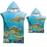 HULIANFU Sea Animals Hooded Beach Towel for Adult Kids Super Soft Childrens Beach Bath Towel Outdoor Poncho Bathrobe Towels