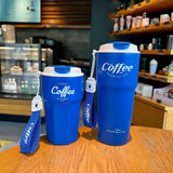 HULIANFU New Fashion 420ml/620ml Double Stainless Steel Coffee Mug Wtih Rope Portable Car Thermos Mug Vacuum Flask Travel Tumbler