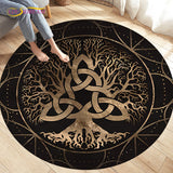 HULIANFU Viking Valknut Yggdrasil Tree of Life Area Rug Round Carpets Rugs for Living Room Bedroom Foot Pad Decoration,Non-slip Floor Mat