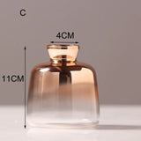 HULIANFU Modern Electroplated Gold Glass Vase Hydroponics Small Vases Dried Flower Decor Tabletop Containers Wedding Home Decoration