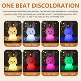 HULIANFU Rabbit Night Light For Kids Children Soft Silicone Touch Night Light USB Rechargeable Bunny Night Lamp Bedroom Decor Kids Gift