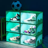 HULIANFU Voice Control LED Sneaker Shoe Storage Boxes Magnetic Sneakers AJ Display Case High-tops Football Shoe Box Stackable Cabinet