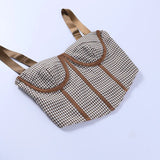 hulianfu Plaid Crop Top Woman Corsets Camisole Harajuku V Neck T-shirt Tunic Vest Bare Shoulder Blouse Bustier Casual Outfits Summer