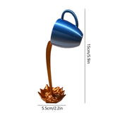 HULIANFU Resin Statues Floating Coffee Cup Art Sculpture Home Kitchen Decoration Crafts Spilling Magic Pouring Liquid Splash Coffee Mug