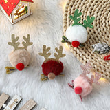 HULIANFU 2023 Christmas Antler Hair Clips Deer Ear Hairpins Festival Christmas Headbands Pine Cones Hair Ball Adult Headwear Hair Accessories