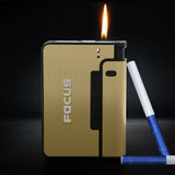 HULIANFU Portable Automatic Cigarette Case Metal Cigarette Boxes 10PCS Cigarette Holder Case Not Lighter Gadget for Men Christmas Gifts