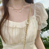 Hulianfu Vinatge Sweet French Midi Dresses Women Casual Short Sleeve Beading Chiffon Dress Elegant Female Party One Piece Dress Korean