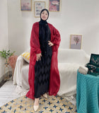 hulianfu Summer Eid Djellaba Abaya Dubai Shiny Soft Puff Sleeves Muslim Dress Silky Abaya Dubai Turkey Muslim Dress Islam Abayas WY800