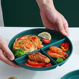 HULIANFU Portion Control Food Dish Home Kitchen For Adults Reusable PP Round Square Dinner Plate Diet Non Slip Dinnerware 3 Compartments