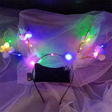 HULIANFU 2023 Luminous Elk Antler Headband Christmas Concert Forest Branch Deer Ear Headgear Hair Accessories Scenic Stage Show Photo Props