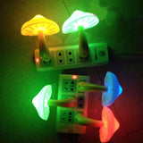 HULIANFU Led Night Light Mushroom Wall Socket Lamp Eu Us Plug Warm White Light-control Sensor Bedroom Light Home Decoration