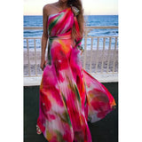 hulianfu Long Dress Women Y2k Party Dresses High Waist Tie Dye Print Elegant Prom Dress Sexy Work Maxi Beach Vacation Vestidos