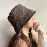 Hulianfu Bucket Hats Women Solid Simple Basic All-match Casual New Design Korean Fashion Sun Protection Streatwear Harajuku College Cozy