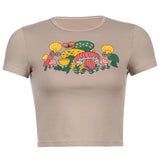 Hulianfu Women Y2k Crop Tops Short Sleeve Baby Tees for Teen Girls Summer Slim Fit Cropped Sweet T-Shirt Streetwear