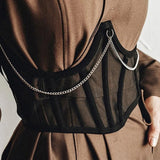 Hulianfu Sexy Corset Underbust Women Gothic Corset Top Curve Shaper Strap Slimming Waist Belt Chain Lace Corsets Bustiers Sexy Punk