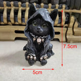 HULIANFU Resin Figure Wizard Figurines Black Magic Cat Ornaments Table Art Original Gifts Cute Miniatures Modern Room Decoration