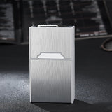 HULIANFU USB Double Arc Plasma Lighter Automatic Cigarette Case Metal Cigarette Boxes 20PCS Cigarette Holder Case Gadget For Men Gifts