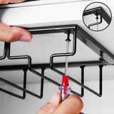 HULIANFU Wine Glasses Holder Bartender Stemware Hanging Rack Under Cabinet Stemware Organizer Glass Goblet Iron Rack Bar Tool