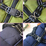 HULIANFU Large Pet Dog Jacket With Harness Winter Warm Dog Clothes For Labrador Waterproof Big Dog Coat Chihuahua French Bulldog Outfits