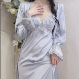 hulianfu French Women Nightwear Vintage Nightgown Retro Fairy Palace Nightdress Lace New Court Princess Lounge Sleepwear Gowns