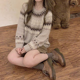 hulianfu Vintage Sweater Women Winter Raglan Sleeve Loose Christmas Sweater Pullovers Warm Knitted Jumper