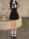 hulianfu hulianfu Sweet Mini Fake Two Dress Puff Sleeve Summer French Elegant Short Party Dress Woman Casual Korea Fashion Vintage Dress Slim