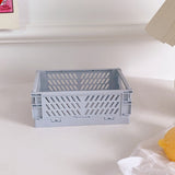 HULIANFU Ins Desktop Plastic Storage Baskets Organizer Box Folding Stackable Toy Storage Basket with Handle Bathroom Storage Box Basket