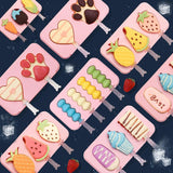 HULIANFU Silicone Ice Cream Mold Popsicle Siamese Molds with Lid DIY Homemade Ice Lolly Mold Cartoon Cute Image Handmade Kitchen Tools