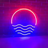 HULIANFU Sun Ocean LED Neon Sign Decor, Custom Made Neon Signs Aesthetic Wall Decor, Bedroom Decor, Home Decor, Room Decor