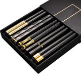 HULIANFU JANKNG 5 Pair Japanese Chopsticks Alloy Non-Slip Sushi Chop Sticks Set Chinese Gift Reusable Chopsticks Tableware Gift Kitchen