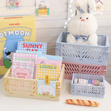 HULIANFU Ins Desktop Plastic Storage Baskets Organizer Box Folding Stackable Toy Storage Basket with Handle Bathroom Storage Box Basket