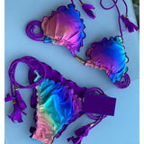 hulianfu Sexy Bikini  Biquinis Feminino Swimsuit Solid Bikini Set String Swimwear Women Bathing Suit Patchwork Bikinis Beach Outing