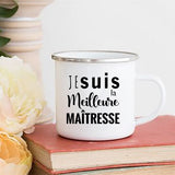 HULIANFU Merci Maîtresse/Atsem Print Coffee Mug Creative Enamel Cups Drinks Water Milk Cup Mug School Home Handle Drinkware Teacher Gifts