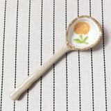 HULIANFU Ins Style Japanese Style Stoneware Small Soup Spoon, Ceramic Spoon, Long Handle Spoon, Household Cute Creative Rice Spoon