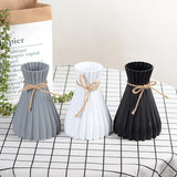 HULIANFU Nordic Flower Vase Ornament Home Plastic Vase White Imitation Ceramic Flower Pot Simple Flower Basket Decor Vases for Flowers