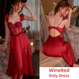 hulianfu Sexy Night Dress Women Lace Sleepwear Mesh Sling Camisole Nightgown Pajamas Sets Party Long Robe Lingerie Set Home Suit Nighty