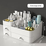 HULIANFU Large Capacity Drawer Make Up Organizer Bathroom Makeup Storage Box Women Skin Care Dressing Table Cosmetic Lipstick Beauty Case
