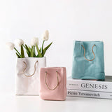 HULIANFU Nordic Creative Shopping Basket ceramic Vase Bag Decoration Simple Dried Flower Arrangement Vase Table Decoration