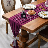 HULIANFU Sheer Chiffon Luxury Solid Color Table Runner Rustic Boho Wedding Party Bridal Shower Birthday Home Christmas Decoration