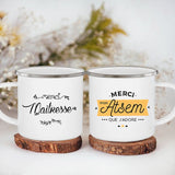 HULIANFU Merci Maîtresse/Atsem Print Coffee Mug Creative Enamel Cups Drinks Water Milk Cup Mug School Home Handle Drinkware Teacher Gifts